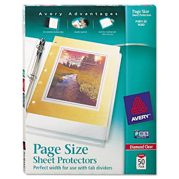 Avery Poly 3-Hole Punched Sheet Protectors Letter Diamond Clear Package Of 50