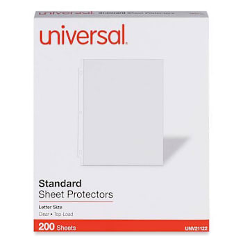 Universal Standard Sheet Protector Standard 8.5x11 Clear Package Of 200