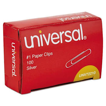Universal Paper Clips #1 Smooth Silver Package Of 100