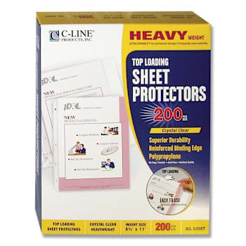 C-Line Heavyweight Polypropylene Sheet Protectors Clear 2" 11x8.5 Package Of 200