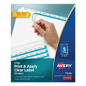 Image for Avery Print Index Maker Label Dividers 5-Tab White 11x8.5 White Package Of 50 from HD Supply