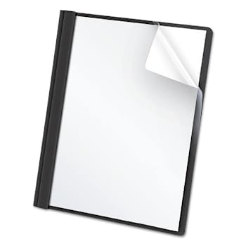 Oxford Front Standard Grade Reprt Cover 3-Prong 8.5x11 Clear/Black Package Of 25