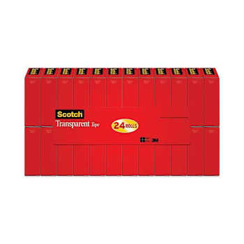 Scotch Transparent Tape 1" Core 0.75"X83.33 Ft Transparent Package Of 24