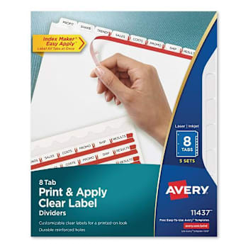 Avery Print Index Maker Label Dividers 8-Tab 11x8.5 White Package Of 5