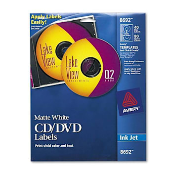 Avery Inkjet Cd Labels Matte White Package Of 40
