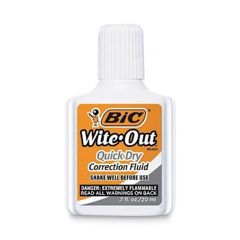 Image for Bic Wite-Out Quick Dry Correction Fluid 20 mL Bottle White Package Of 3 from HD Supply