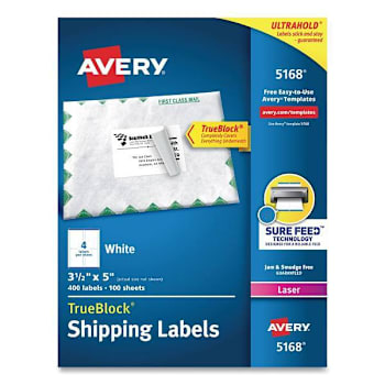 Image for Avery Shipping Labels W/Trueblock-Laser Printers 3.5x5 White Package Of 100 from HD Supply