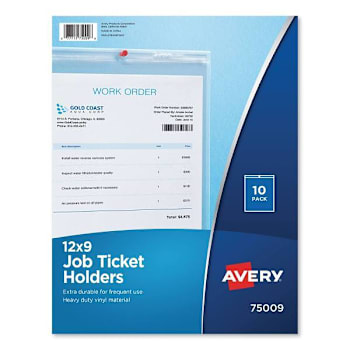 Image for Avery Job Ticket Holders Heavy Gauge Vinyl 9x12 Clear Package Of 10 from HD Supply