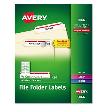 Image for Avery Permanent Trueblock Folder Label-Sure Feed Tech White Package Of 50 from HD Supply