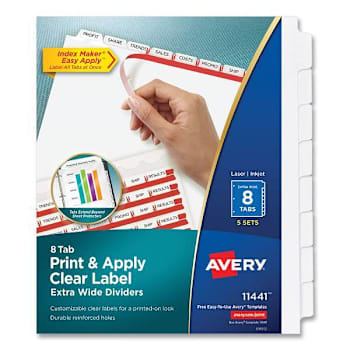 Image for Avery Print Index Maker Dividers Extra Wide 8-Tab 11.25x9.25 White Package Of 5 from HD Supply