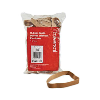 Universal Rubber Bands Size 107 0.06" Gauge Beige 1 Lb Box Package Of 40