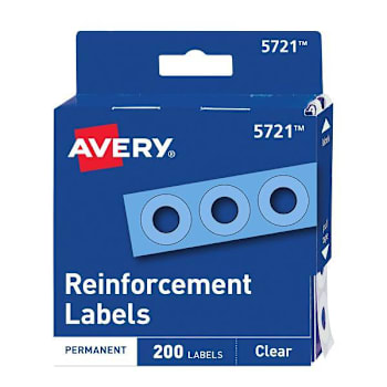 Avery Dispenser Pack Hole Reinforcements 0.25" Dia Clear Package Of 200