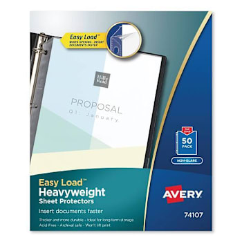 Avery Top-Load Poly Sheet Protectors Heavy Gauge Letter Nonglare Package Of 50