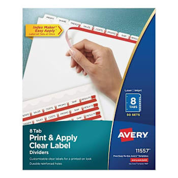 Image for Avery Print Index Maker Clear Label Dividers 8-Tab 11x8.5 White Package Of 50 from HD Supply