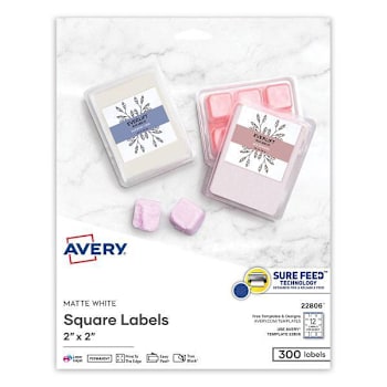 Image for Avery Square Labels With Sure Feed And Trueblock 2x2 White Package Of 300 from HD Supply