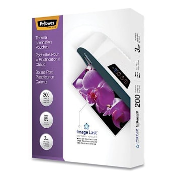 Fellowes Imagelast Laminate Pouch-Uv Protect 3 Mil 9"X11.5" Clear Package Of 200