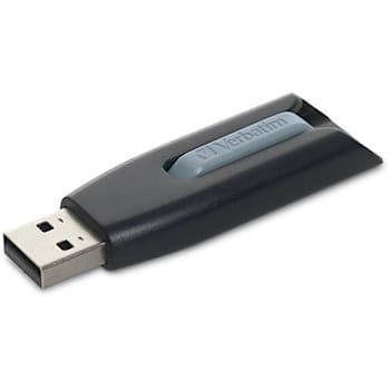 Verbatim V3 128gb USB 3.2 Storage Flash Drive Built-In Microban Gen 1 Gray