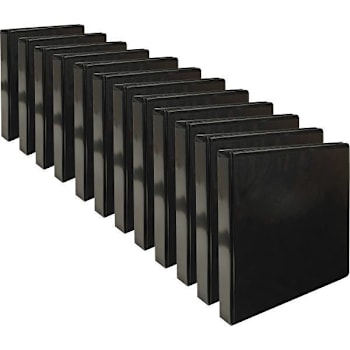Business Source Basic 0.5" View Binder 225 Sheet Round Ring Black Case Of 12