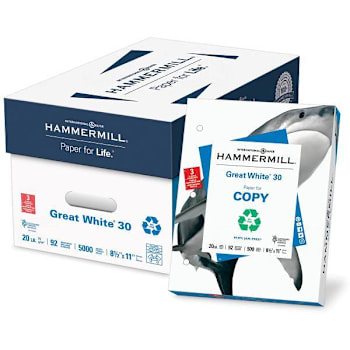 Image for Hammermill Great White 3-Hole Punched Paper 8.5"X11" 20 Lb Weight Case Of 10 from HD Supply