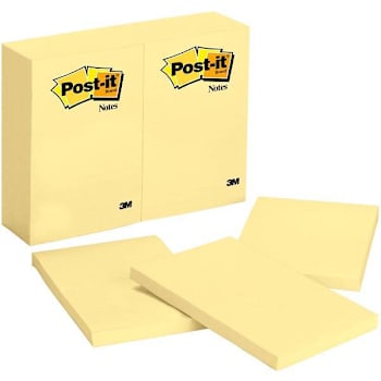 Post-It Notes Original Notepads 4"X6" Canary Yellow Package Of 12