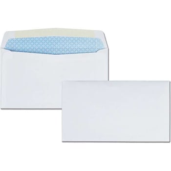 Quality Park #6 3/4 Security Envelope Gummed Closure White Package Of 500