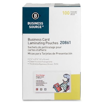 Image for Business Source Business Card Laminating Pouches 2.25x3.75" 5 Mil Package Of 100 from HD Supply