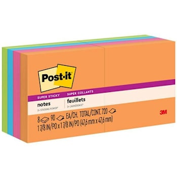 Image for Post-It Super Sticky Notes Energy Boost Color Collection 2"X2" Package Of 8 from HD Supply