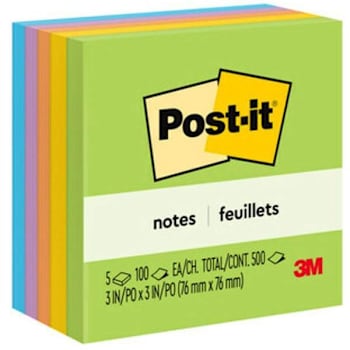 Post-It Notes Floral Fantasy Color Collection 3"X3" Package Of 5