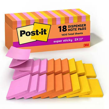 Post-It Super Sticky Dispenser Notes Energy Boost Color 3"X3" Package Of 18
