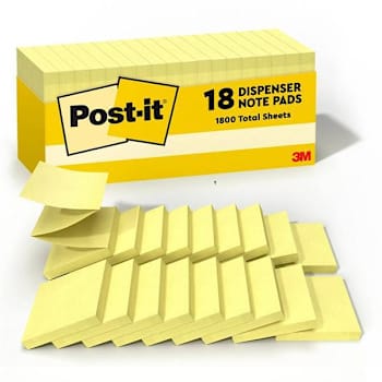 Post-It Dispenser Notes 3"X3" Canary Yellow Package Of 18