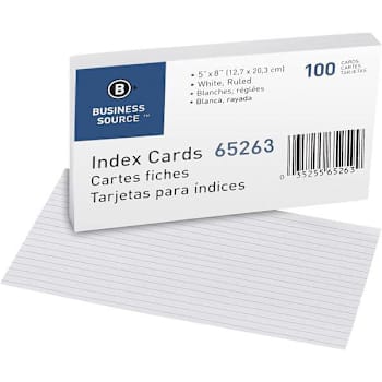 Image for Business Source Ruled Index Cards 5"X8" White Package Of 100 from HD Supply