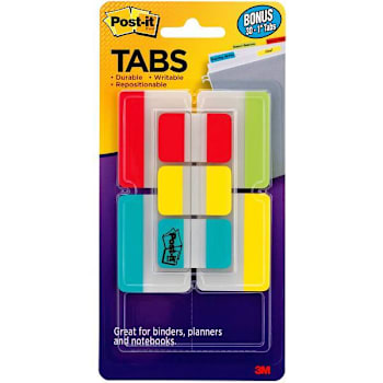 Image for Post-It Tabs W/30 Bonus 1" Tabs 2"X1.5" Assorted Primary Colors Package Of 66 from HD Supply