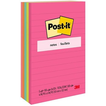 Image for Post-It Notes Original Notepads Poptimistic Color Collection 4"X6" Package Of 5 from HD Supply