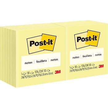 Image for Post-It Notes Original Notepads 3"X3" Canary Yellow Package Of 12 from HD Supply