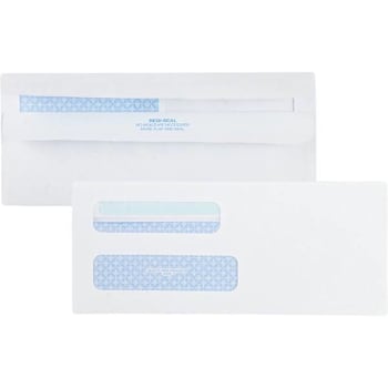 Quality Park #8 5/8 Envelope Double Left Window Self-Seal White Package Of 500