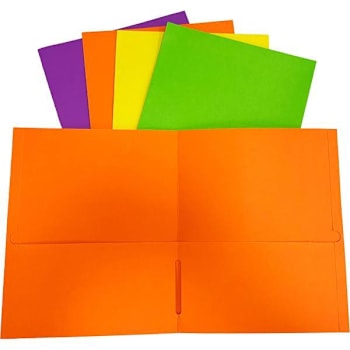 Image for Sparco Leatherette Pocket Folder 8.5"X11" Assorted Colors Package Of 25 from HD Supply