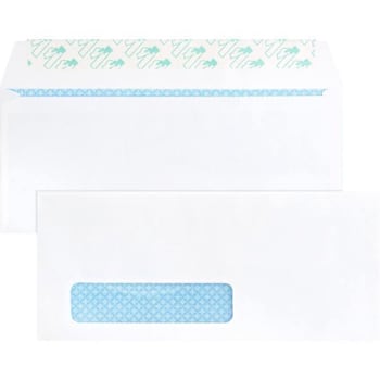 Business Source #10 Security Envelope Left Window Peel&seal White Package Of 500