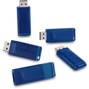 Verbatim Retract 8gb USB 2.0 Storage Flash Drive Blu Buit N Micrban Package Of 5