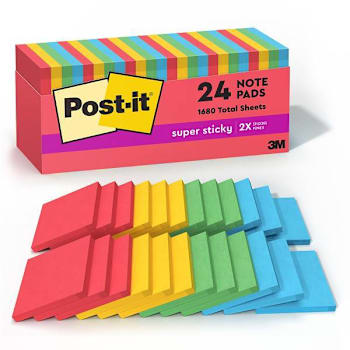 Post-It Super Sticky Cabinet Pack Playful Primaries Color 4"X6" Package Of 24