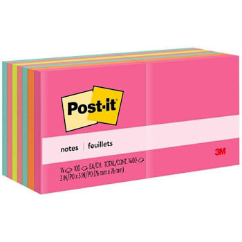 Post-It Notes Poptimistic Color Collection 3"X3" Package Of 14