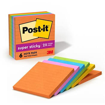 Image for Post-It Super Sticky Lined Notes Energy Boost Color Collection 4x4" Package Of 6 from HD Supply