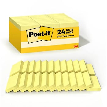Image for Post-It Notes Value Pack 1.5"X2" Canary Yellow Package Of 24 from HD Supply