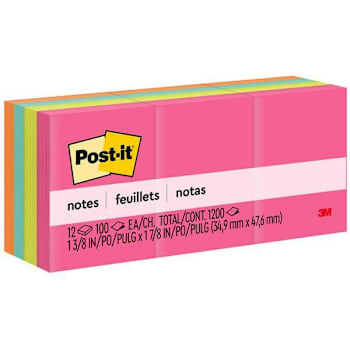 Image for Post-It Notes - Poptimistic Color Collection, 1.5"X2", 100 Sheets, Package Of 12 from HD Supply