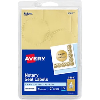 Avery Printable Gold Foil Notarial Seals 2" Diameter Gold Package Of 44