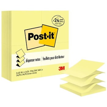 Image for Post-It Dispenser Notes Value Pack 3"X5" Canary Yellow Package Of 24 from HD Supply