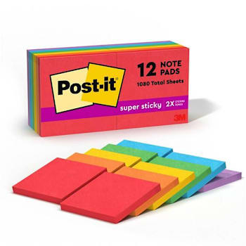 Image for Post-It Super Sticky Note Playful Primaries Color Collection 3"X3" Package Of 12 from HD Supply