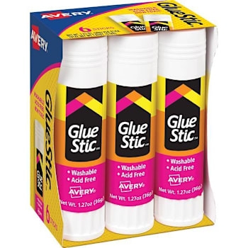 Avery Washable Glue Stic 1.27 Oz Package Of 6