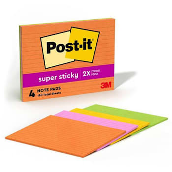 Image for Post-It Super Sticky Lined Meeting Notepads 3"X3" Assorted Colors Package Of 4 from HD Supply