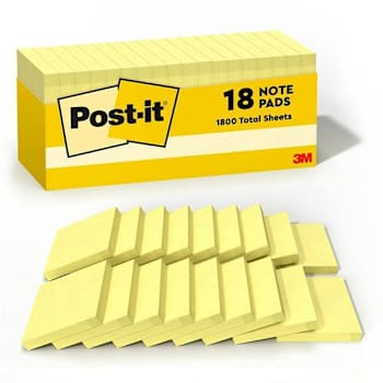 Post-It Notes Cabinet Pack 3"X3" Canary Yellow Package Of 18