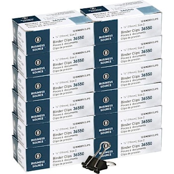 Business Source Medium Binder Clip Size 2 Black Package Of 12